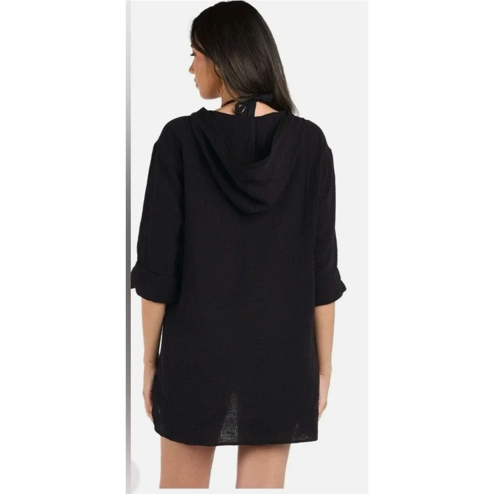La Blanca Women's Between The Lines Pullover Square Hoodie Cover Up Sz S $85 NWT